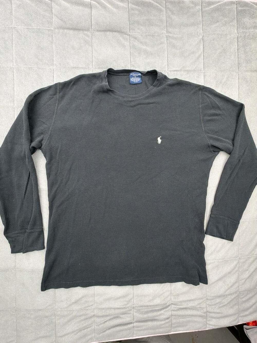 Polo Ralph Lauren Waffle Knit Long Sleeve Shirt XL Black Thermal Crew